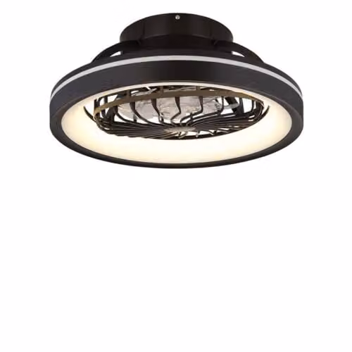 Netlighting Globo Lighting Modern Ceiling Fan in Black with RGBW LED, Dimmable Remote Control and Timer, Diameter: 48 cm – 1