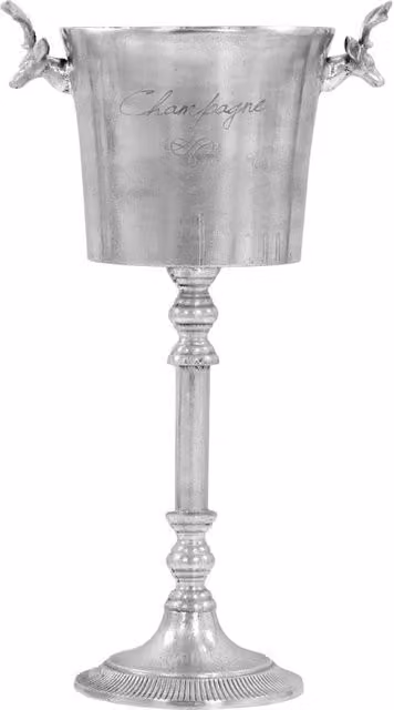 Berkfield Home Solid Aluminium Champagne Cooler, Silver, W: 39 cm, D: 29 cm, H: 71 cm