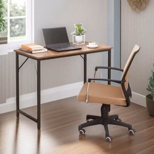 Rafaelo Mobilia Industrial Rustic Computer Desk in Brown and Black