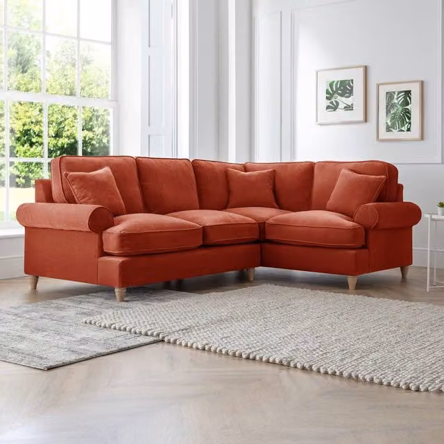 The Great Sofa Company Ezra Right Hand Velvet Corner Sofa in Terracotta – 1