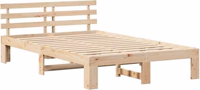 Berkfield Home Solid Pine Wood Bed Frame, Natural