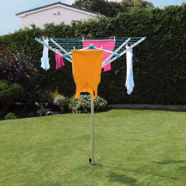 JVL 4 Arm Aluminium Rotary Airer, 40 Metre, Grey
