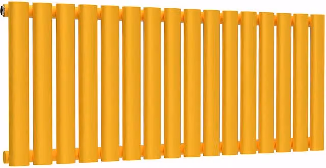 Lux Heat Oval Horizontal Steel Radiator in Sunflower Yellow, W: 96.0 cm, H: 40.0 cm