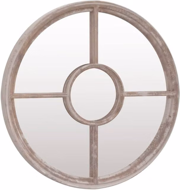 Berkfield Home Round Sand Mirror in Beige, W/D/H: 60 x 1 x 60 cm
