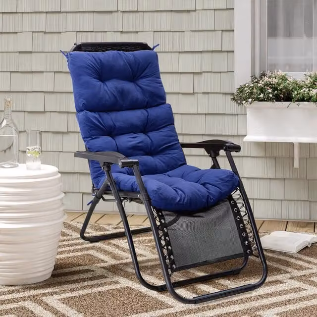 Garden Sanctuary Waterproof Thickened Recliner Cushion in Blue, Width: 130 cm