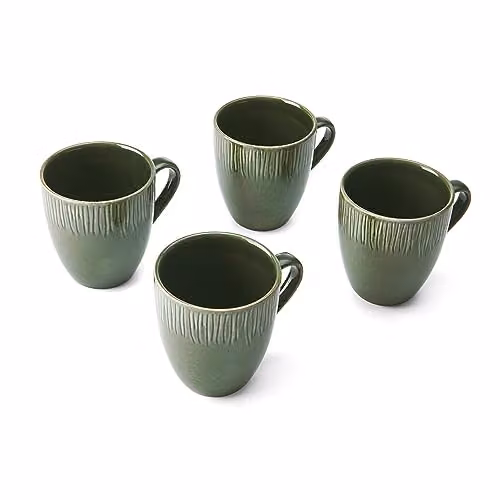 Mikasa Jardin Floral Stoneware Mug Set, 4 Pieces, Green, 420ml per Mug – 2