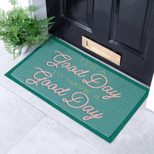 Artsy Mats It's A Good Day To Have A Good Day Indoor & Outdoor Doormat, Green, W: 70 cm, D: 40 cm – 1