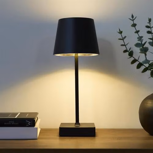 OHS Cordless LED Table Lamp in Black, Dimmable Touch Control Rechargeable Night Light for Bedroom and Reading – 2
