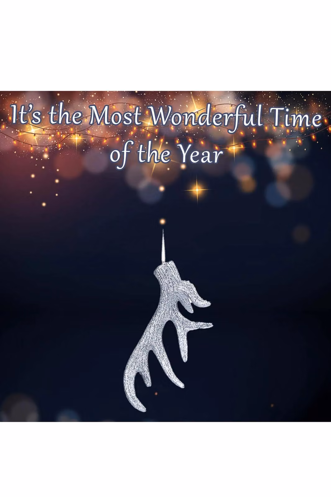 VFM e-Store Silver Hanging Stag Antler Christmas Tree Ornament, H 17 x W 7 x D 2 cm – 2