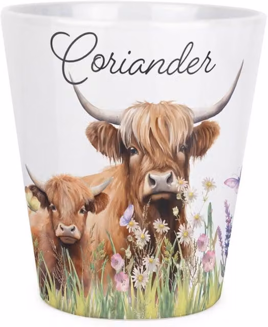 Purely Home Highland Cow and Calf Small Ceramic Plant Pot in Brown and Multicolour