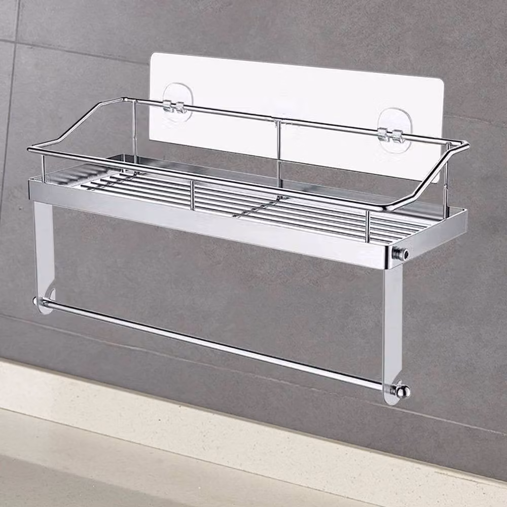 Kelvenix Stainless Steel Adhesive Paper Towel Holder with Shelf, Silver – 4