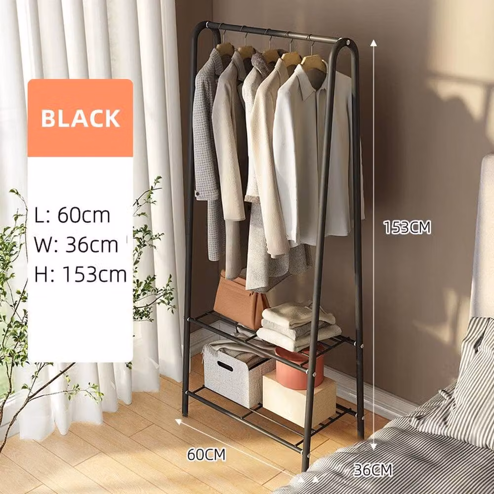 FORGEVIO Black Metal Garment Rail with Storage Shelf and Continuous Linear Rail, H: 153.0 cm, W: 60.0 cm – 3