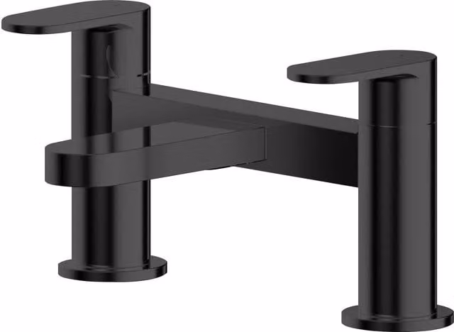 Balterley Current Round Deck Mounted Bath Filler Tap with Flat Spout, Matt Black