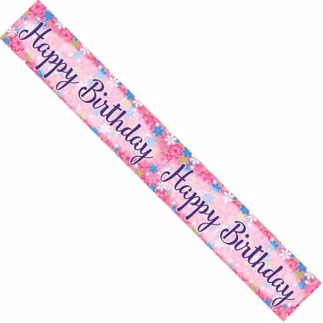 Happy Birthday Floral Hanging Pennant Banner in Multicolour, Pack of 12