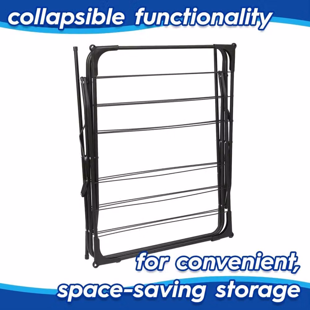 Havendro 3 Tier Foldable Steel Clothes Airer in Black – 3