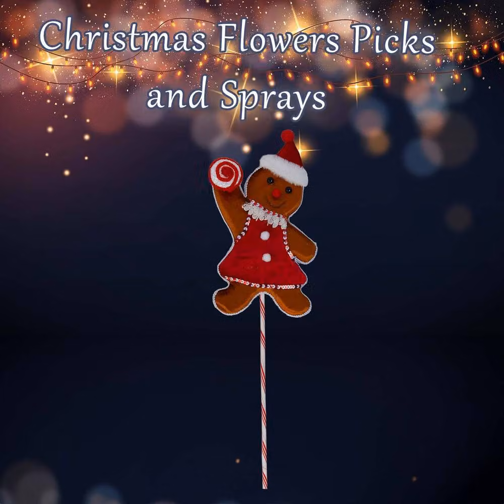 VFM e-Store Christmas Gingerbread Woman Pick, Red and Multicolour, H 68 cm x W 22 cm – 3