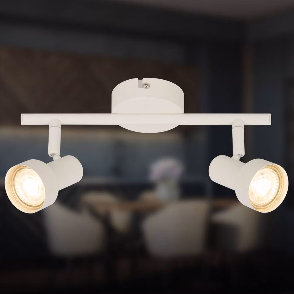 Briloner White Metal Adjustable 2-Light Ceiling Spotlight for GU10 Bulbs, W/D/H: 27.5 x 12.5 x 12.5 cm – 2