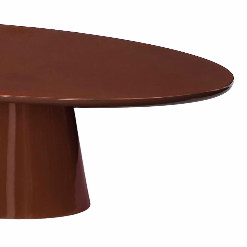 sweeek Oval Coffee Table with Glossy Finish in Red, W: 60 cm, D: 35 cm, H: 60 cm – 3