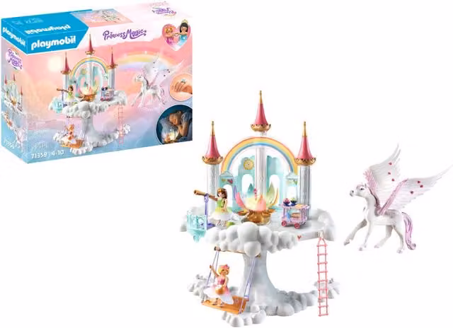 Playmobil Rainbow Castle in the Clouds Fantasy Playset in White and Multicolour