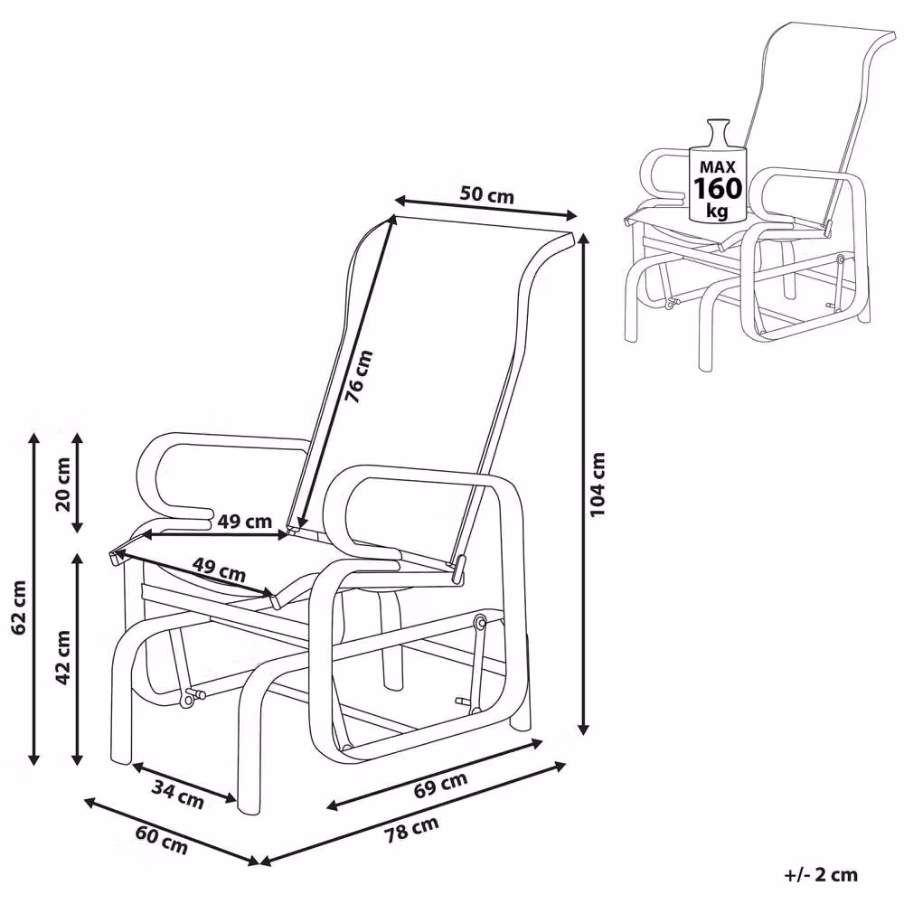 Wyld and Coco Brown Outdoor Rocking Chair with Matt Metal Frame – 2