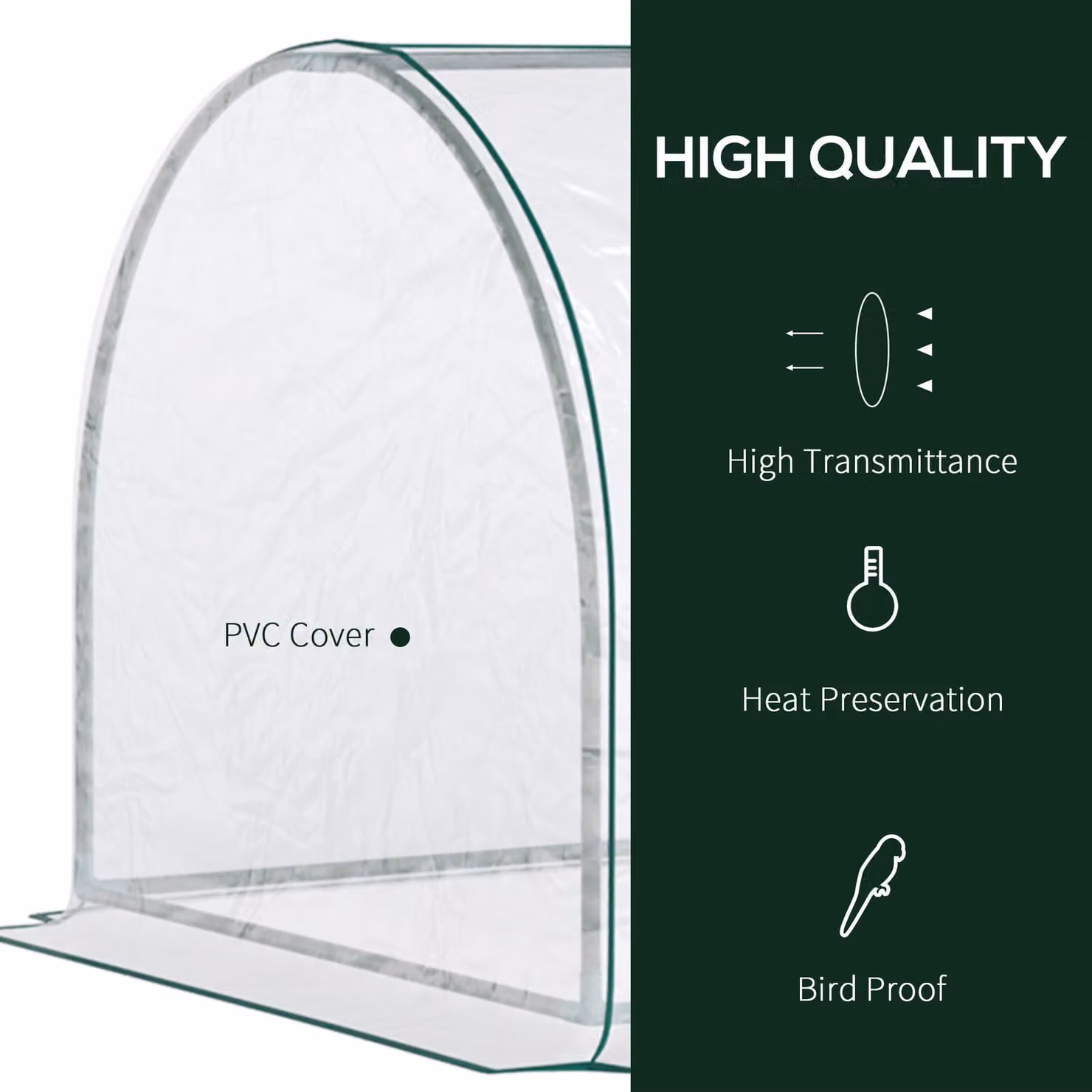 Outsunny Set of 2 Tunnel Greenhouses with Steel Frame and Clear Plastic Cover, W/D/H: 250 x 100 x 80 cm – 3