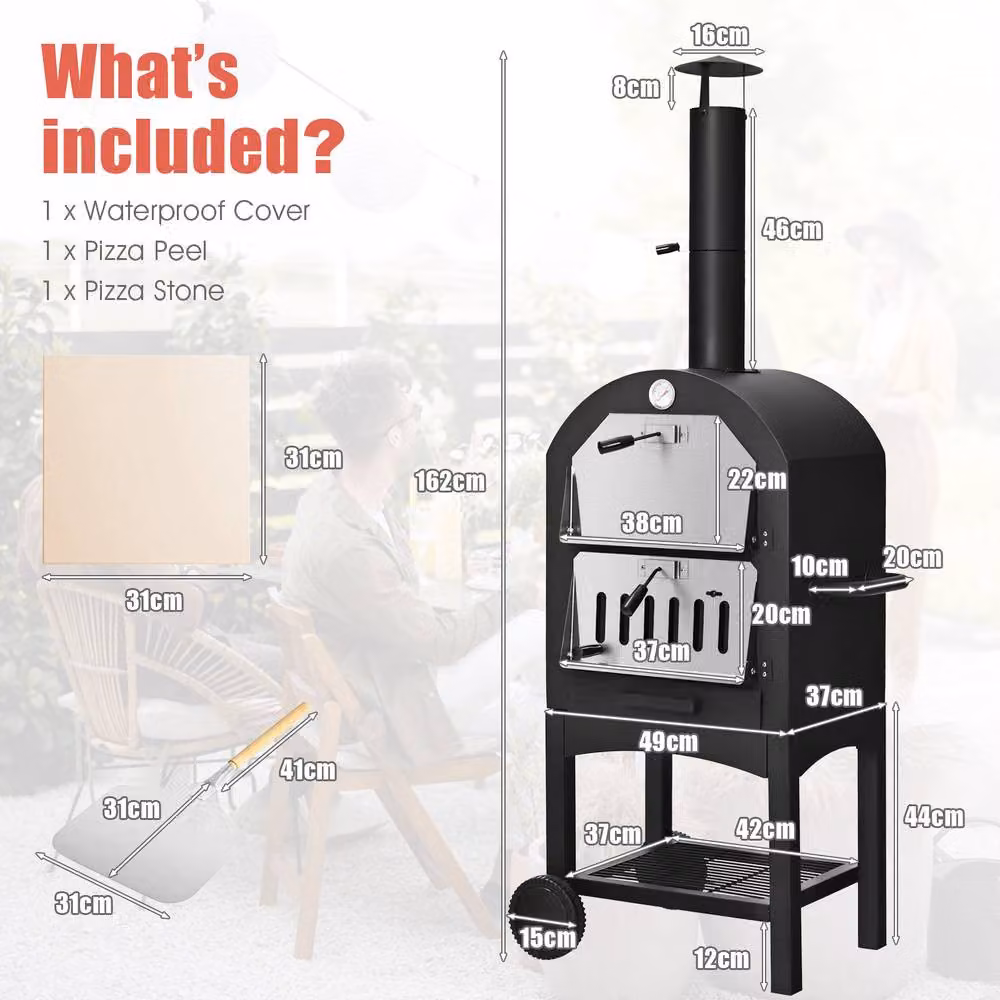 Costway Portable Wood-fired Outdoor Pizza Oven and Patio Grill in Black – 2