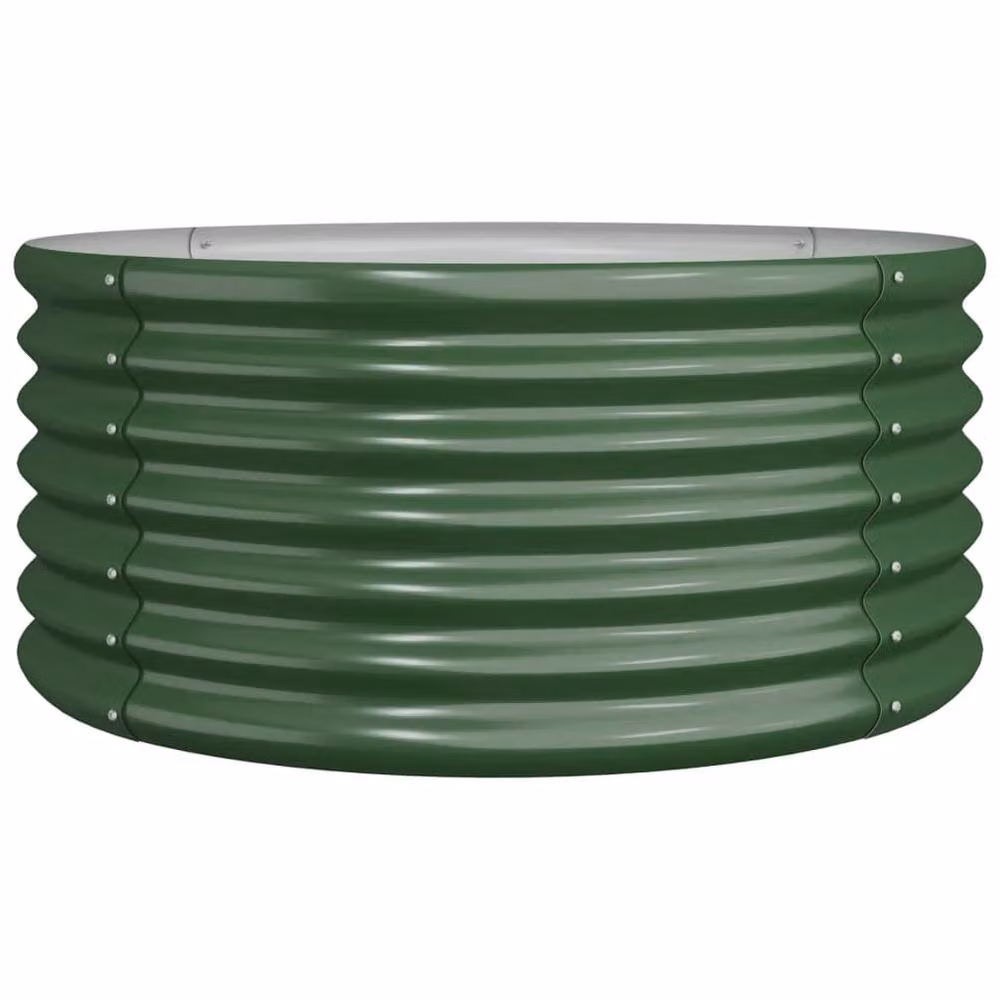 Berkfield Home Durable Steel Garden Planter Tub, Green, W/D/H: 80 x 80 x 36 cm – 3