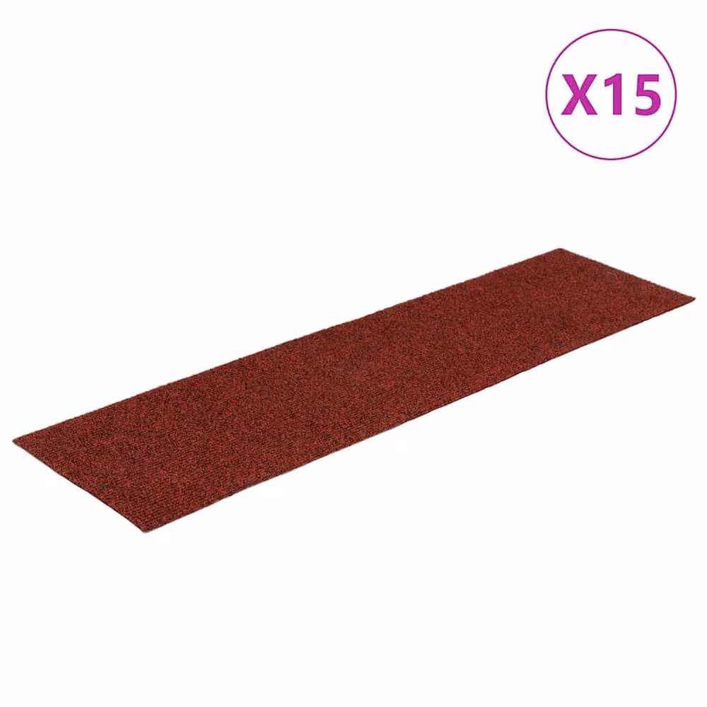 Berkfield Home Self-adhesive Rectangular Stair Mats, Red, 15 pieces, W: 76 cm, D: 20 cm – 3