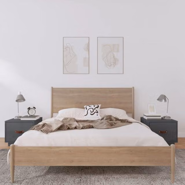 Berkfield Home Set of 2 Grey Solid Wood Pine Bedside Cabinets W/D/H: 40 x 34 x 35 cm – 1