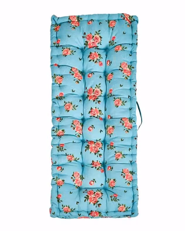 Dibor Vintage Blue and Pink Floral Quilted Garden Bench Cushion, W: 44 cm, L: 112 cm – 2