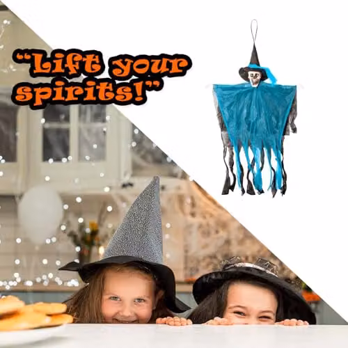 VFM e-Store Hanging Skeleton Halloween Decoration with Light Up Eyes in Blue and Orange – 6