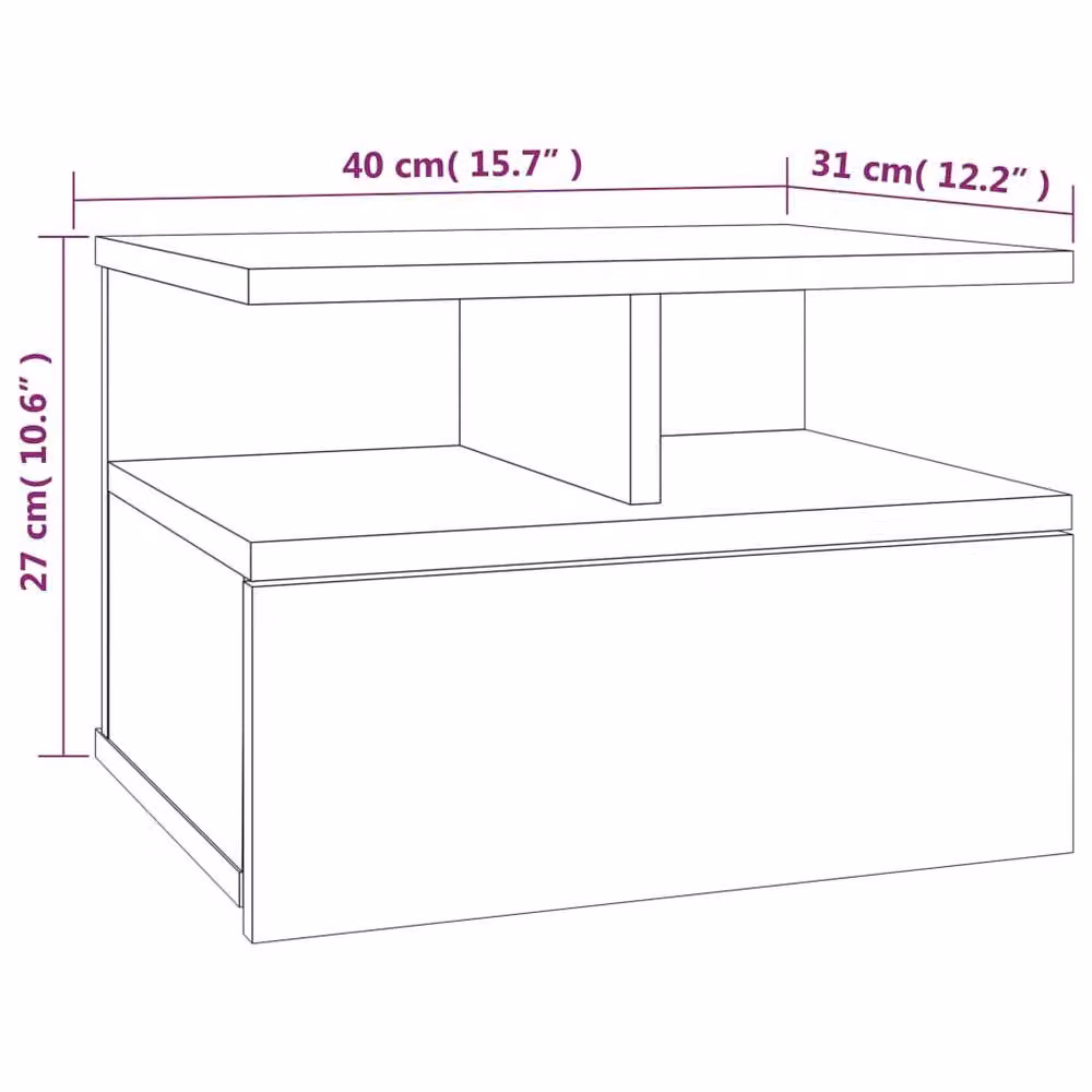 Berkfield Home Floating Nightstand 2 Piece Set in Grey Sonoma, W/D/H: 40 x 31 x 27 cm – 4