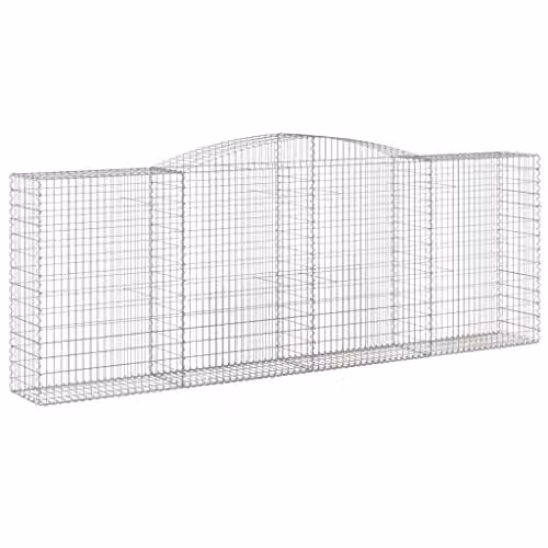 vidaXL 6-Piece Arched Gabion Baskets Set, Silver Galvanised Steel Wire Mesh Stone Baskets for Outdoor Garden Retaining Walls and Planters, W: 400 cm, D: 50 cm, H: 140/160 cm