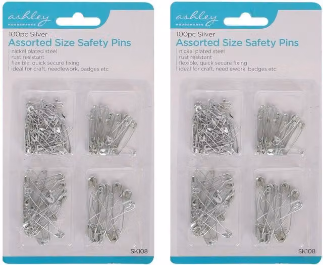 Ashley Stainless Steel Safety Pins in Silver