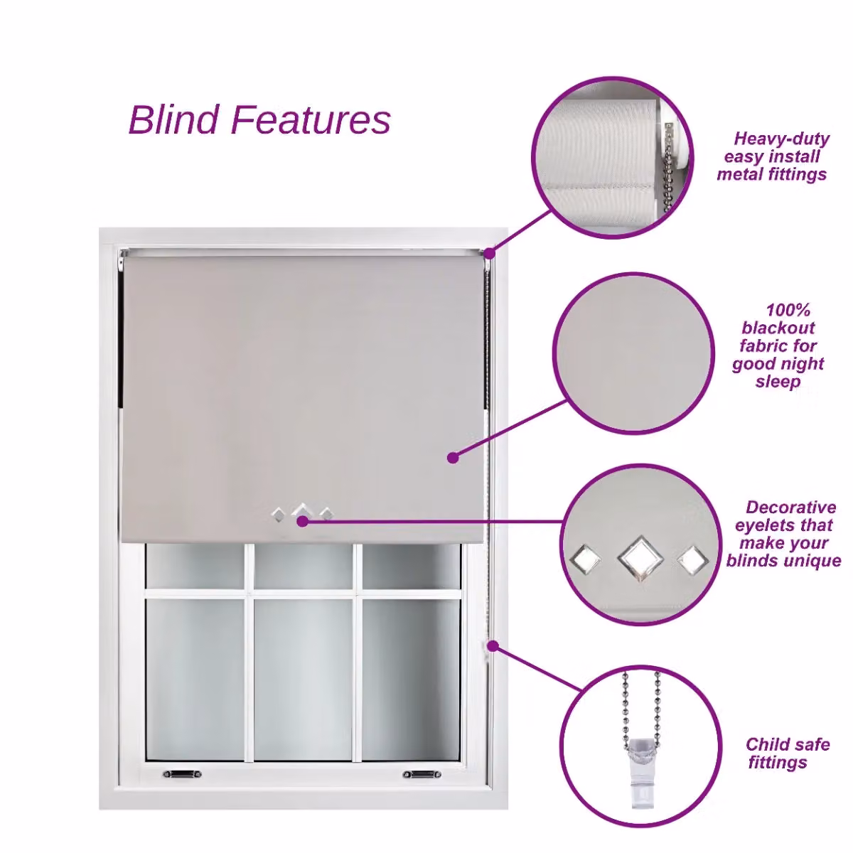 Furnished Dark Grey Blackout Roller Blind with Thermal Insulation and UV Resistance, Width: 115 cm, Drop: 210 cm – 2