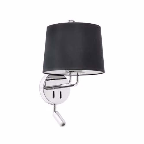 Netlighting Montreal Wall Lamp with Reading Light in Chrome and Black Shade – 1