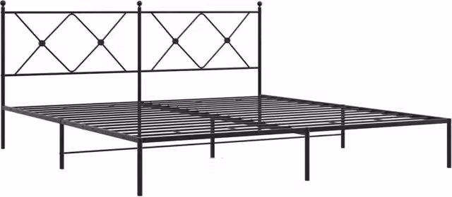 Berkfield Home Metal Bed Frame with Headboard in Black W/D/H: 187 x 90.5 x 187 cm