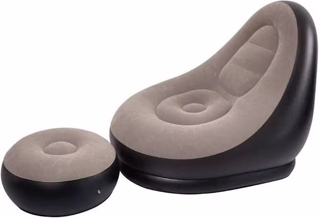VOGREX Inflatable Lounge Chair with Ottoman Foot Stool in Multicolour – 1