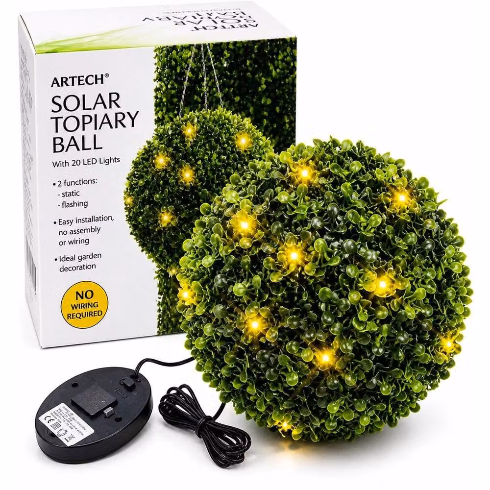 NESTLUNE Set of 2 Artificial Rose Ball Topiary Plants, Green and Multicolour, H 100 cm x W 15 cm – 2