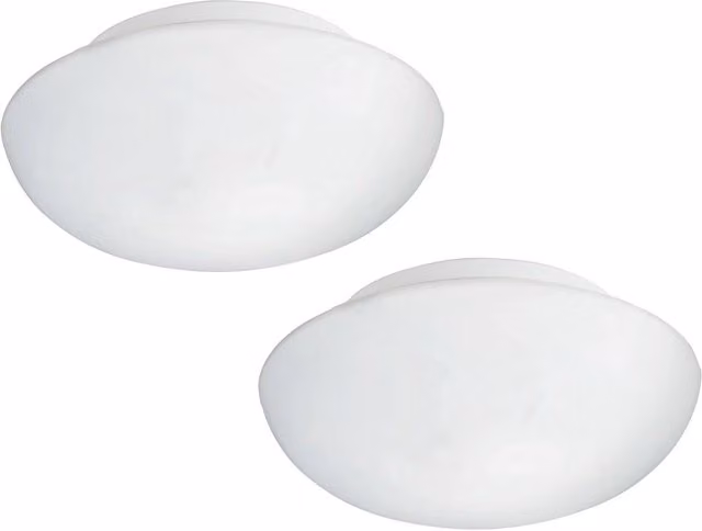 Loops 2 Pack White Modern Round Ceiling Light with Opal Matt Glass Shade and 2x E27 Sockets