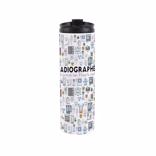Purely Home Radiographer Novelty Reusable Stainless Steel Double-Walled Travel Flask, 500ml, Multicoloured and White