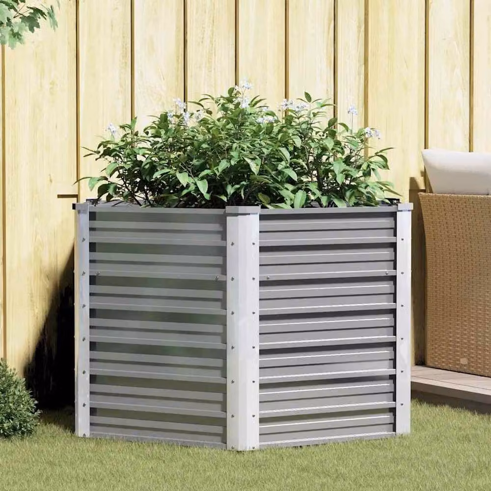 Berkfield Home Garden Galvanised Steel Raised Bed, Grey, W/D/H: 129 x 129 x 77 cm – 2