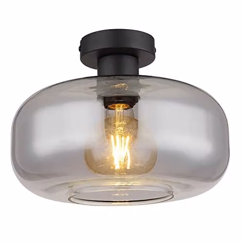 Globo Lighting Giuseppe Sphere Ceiling Lamp in Black with Smoke Glass Shade – 1