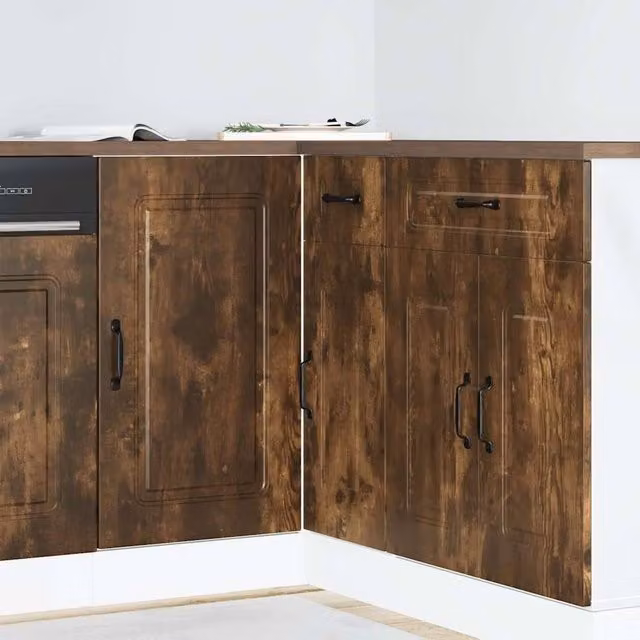 Berkfield Home Kalmar Kitchen Base Cabinet in Smoked Oak Brown Engineered Wood – 1