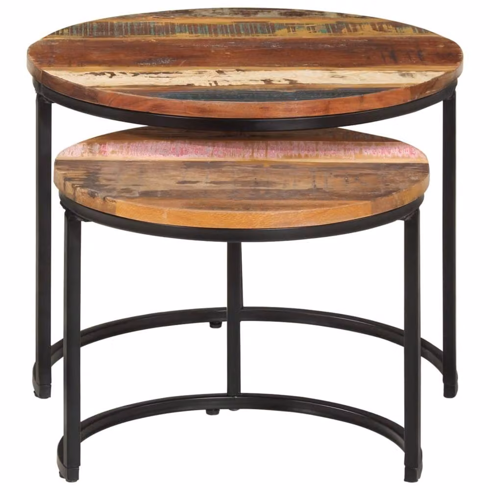 Berkfield Home Nesting Tables, Set of 2, Brown Solid Reclaimed Wood – 2
