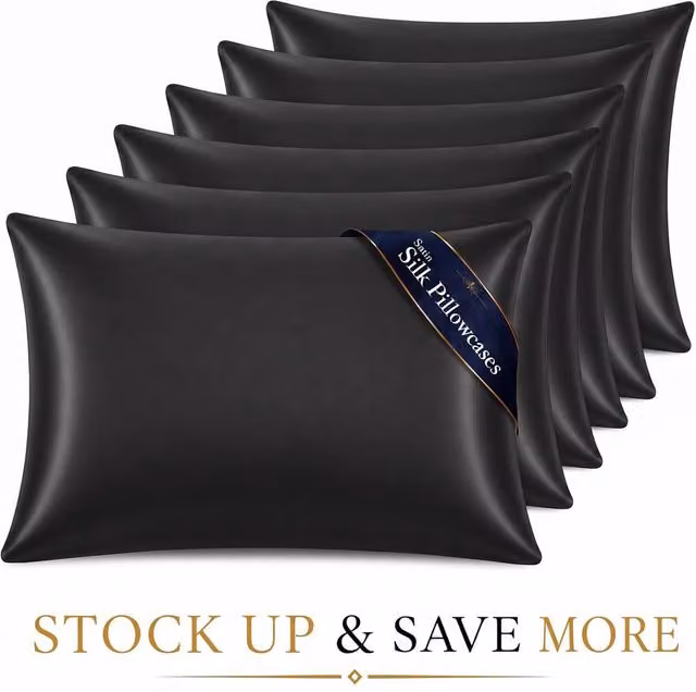 Pamposh Luxury Satin Silk Pillowcase Set of 6 in Midnight Blue