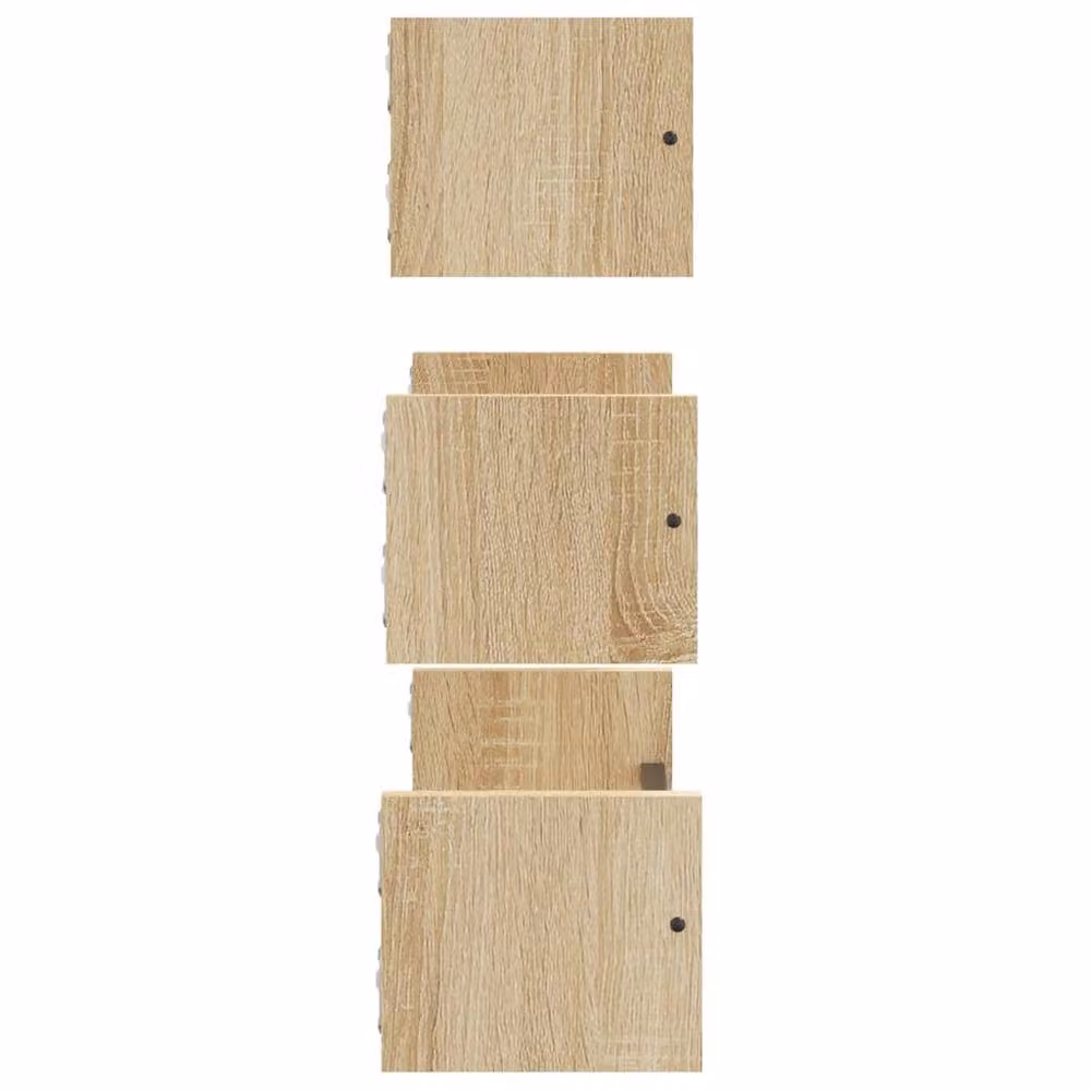 Berkfield Home 3 Piece Wall Mounted Shelf Set with Bars in Sonoma Oak and Brown – 3