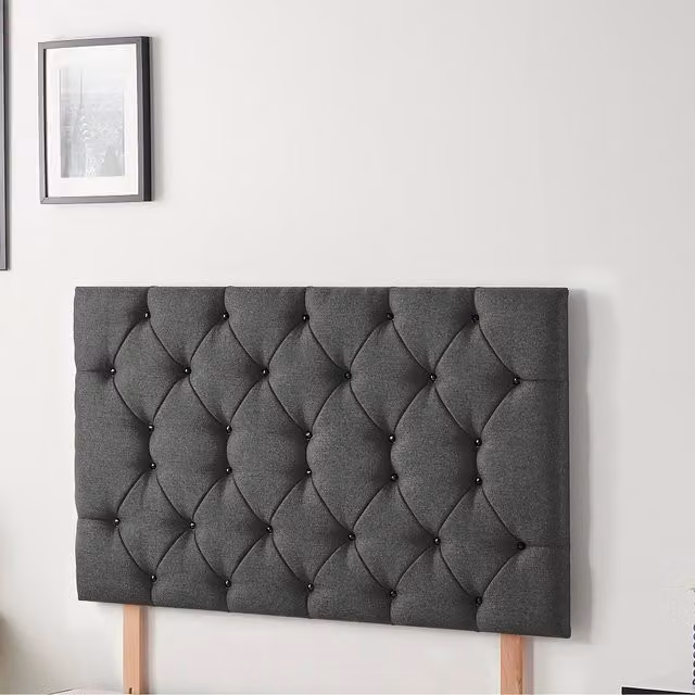 Somnior Beds Ltd Glamour Savoy Tweed Fabric Divan Headboard in Grey