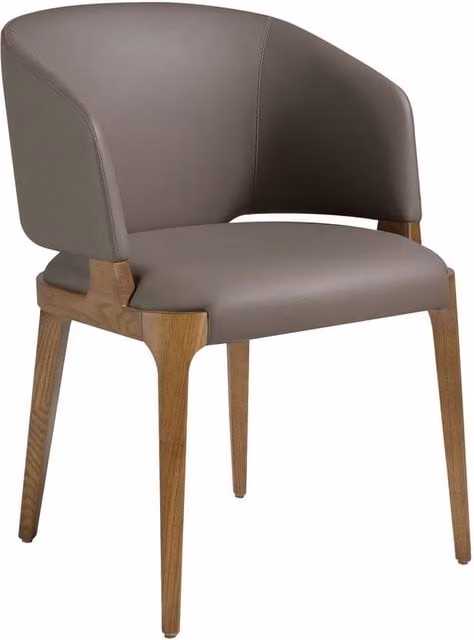 Angel Cerda Dark Mink Leatherette Dining Chair with Armrests in Grey