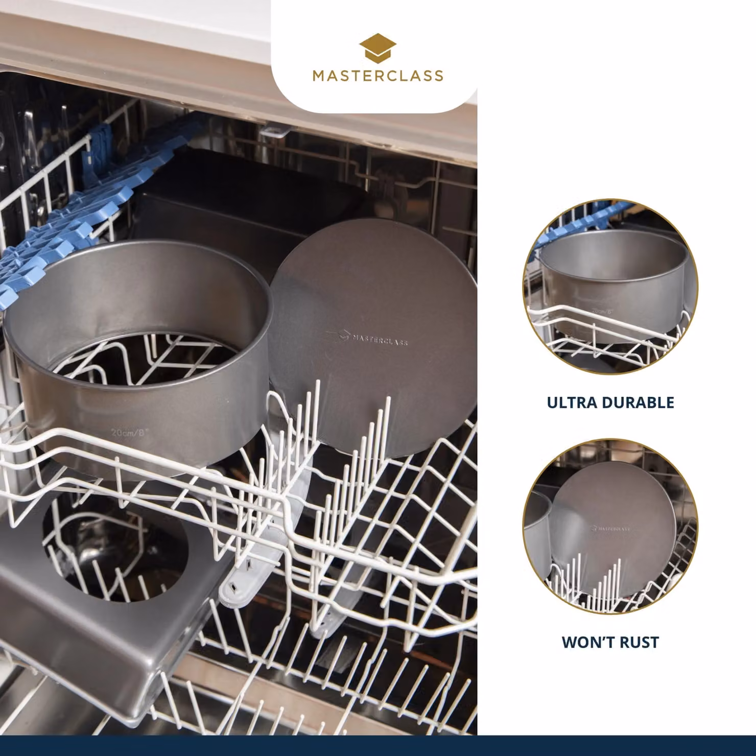 MasterClass Non-Stick Carbon Steel Springform Round Cake Tin, Grey – 5